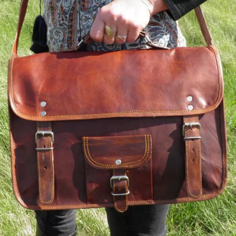 Sacs À Bandoulière En Cuir | Cartables En Cuir*Skin Project Cartable vintage en cuir - Poignée - XL