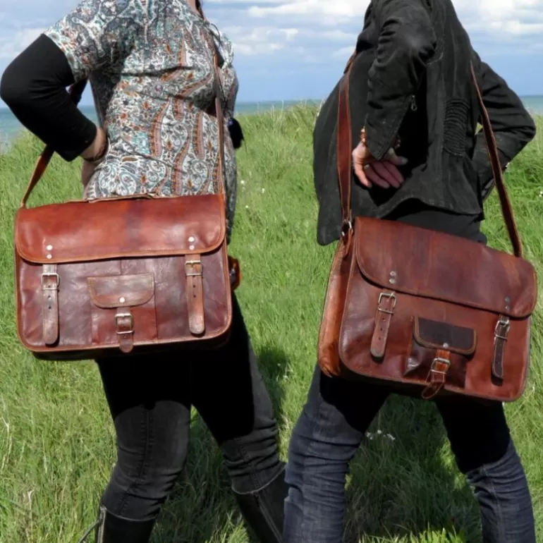 Sacs À Bandoulière En Cuir | Cartables En Cuir*Skin Project Cartable vintage en cuir - Poignée - XL