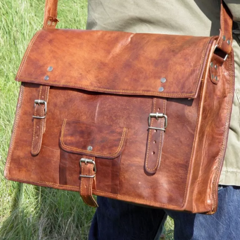 Cartables En Cuir | Sacs À Bandoulière En Cuir*Skin Project Cartable Vintage en cuir - sans poignée - XL