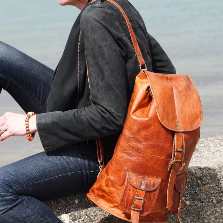 Sacs De Voyage En Cuir | Sacs À Dos En Cuir*Skin Project Grand sac à dos en cuir vintage - Baroudeur - L
