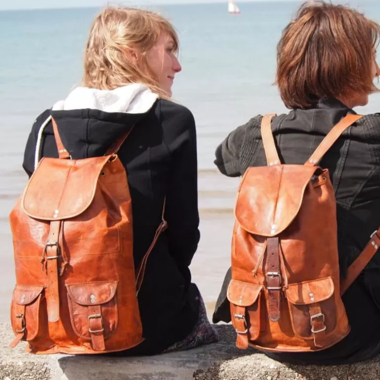 Sacs De Voyage En Cuir | Sacs À Dos En Cuir*Skin Project Grand sac à dos en cuir vintage - Baroudeur - L