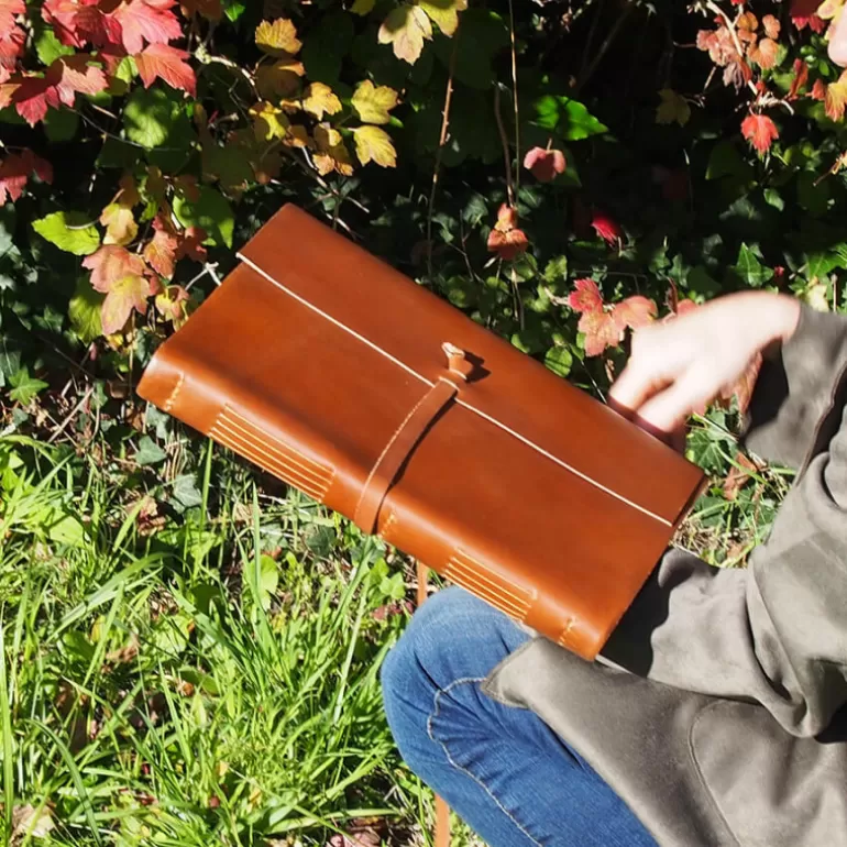 Carnets En Cuir*Skin Project Livre d'or - Cuir de buffle Marron - Grand format