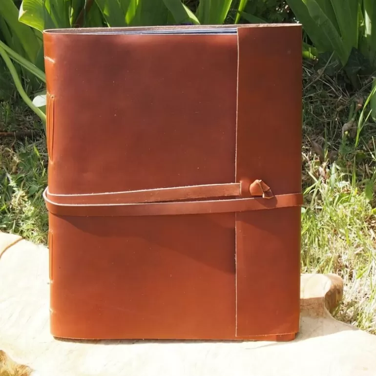 Carnets En Cuir*Skin Project Livre d'or - Cuir de buffle Marron - Grand format