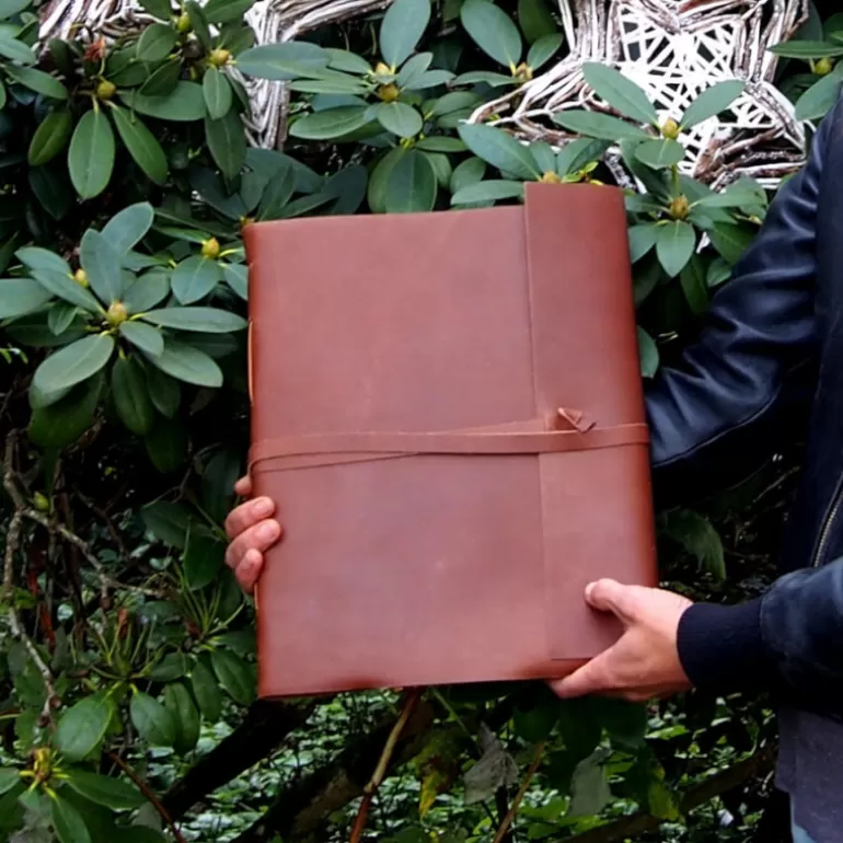 Carnets En Cuir*Skin Project Livre d'or - Cuir de buffle Marron - Grand format