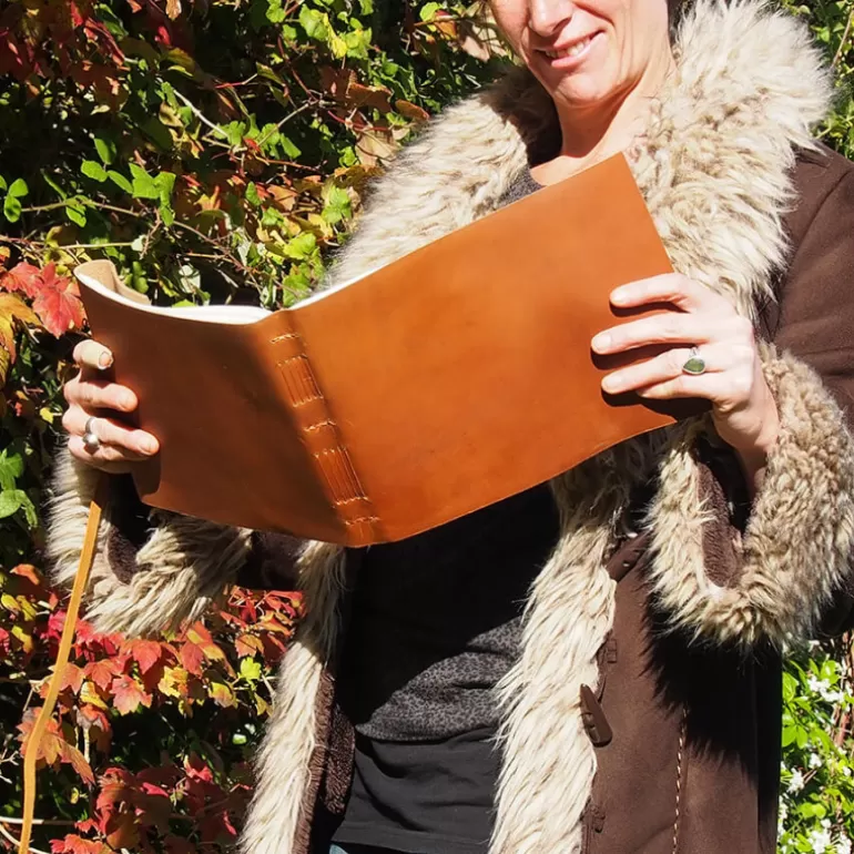 Carnets En Cuir*Skin Project Livre d'or - Cuir de buffle Marron - Petit format