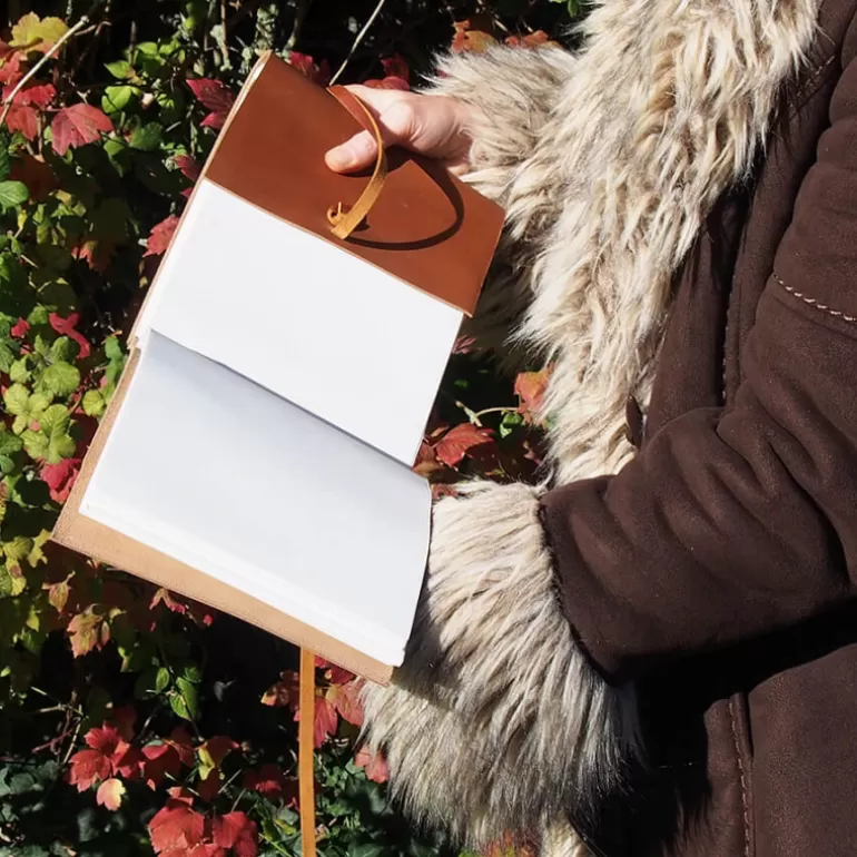 Carnets En Cuir*Skin Project Livre d'or - Cuir de buffle Marron - Petit format