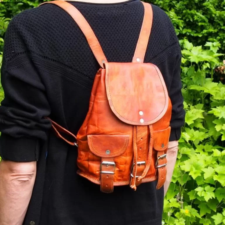 Sacs À Dos En Cuir | Sacs À Dos En Cuir*Skin Project Petit sac à dos en cuir Vintage - Baroudeur - XS