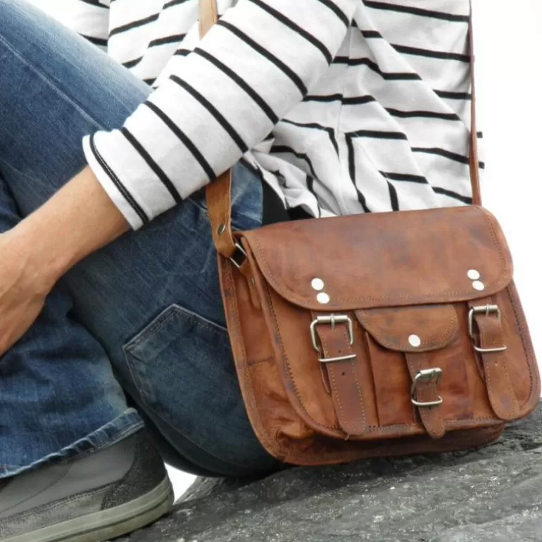 Sacs À Bandoulière En Cuir | Sacs À Main En Cuir*Skin Project Petite sacoche en cuir vintage – 2 boucles – S