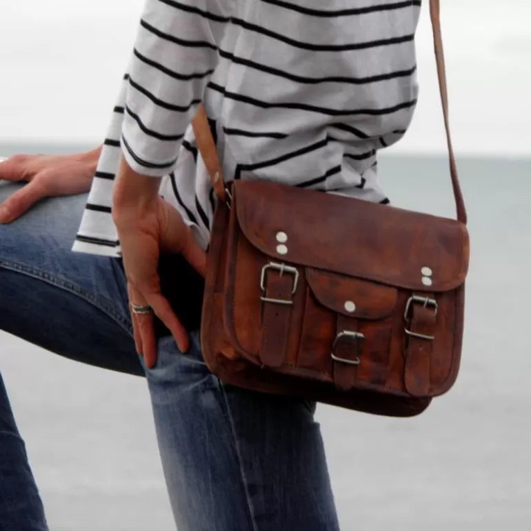 Sacs À Bandoulière En Cuir | Sacs À Main En Cuir*Skin Project Petite sacoche en cuir vintage – 2 boucles – S