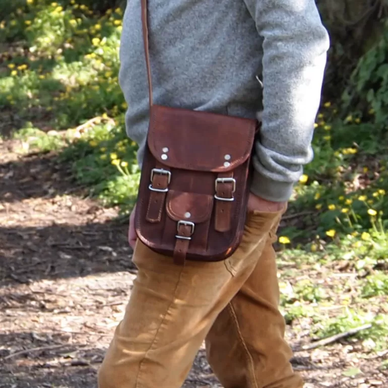 Sacs À Bandoulière En Cuir | Sacoches En Cuir*Skin Project Petite sacoche homme vintage en cuir – 2 boucles – S