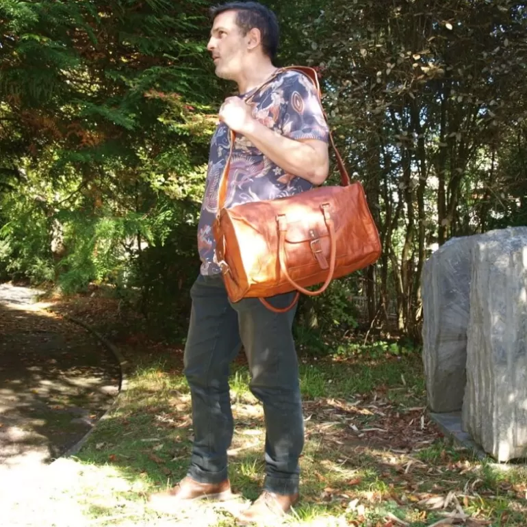 Sacs De Voyage En Cuir*Skin Project Sac de Sport en Cuir - Bagage à Main Vintage - Carré - XL