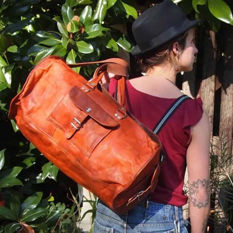 Sacs À Bandoulière En Cuir | Sacs De Voyage En Cuir*Skin Project Sac de voyage en cuir vintage à bandoulière – Bowling – XXL