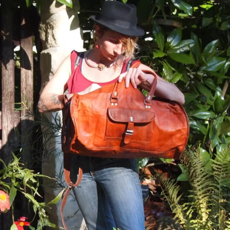 Sacs À Bandoulière En Cuir | Sacs De Voyage En Cuir*Skin Project Sac de voyage en cuir vintage à bandoulière – Bowling – XXL