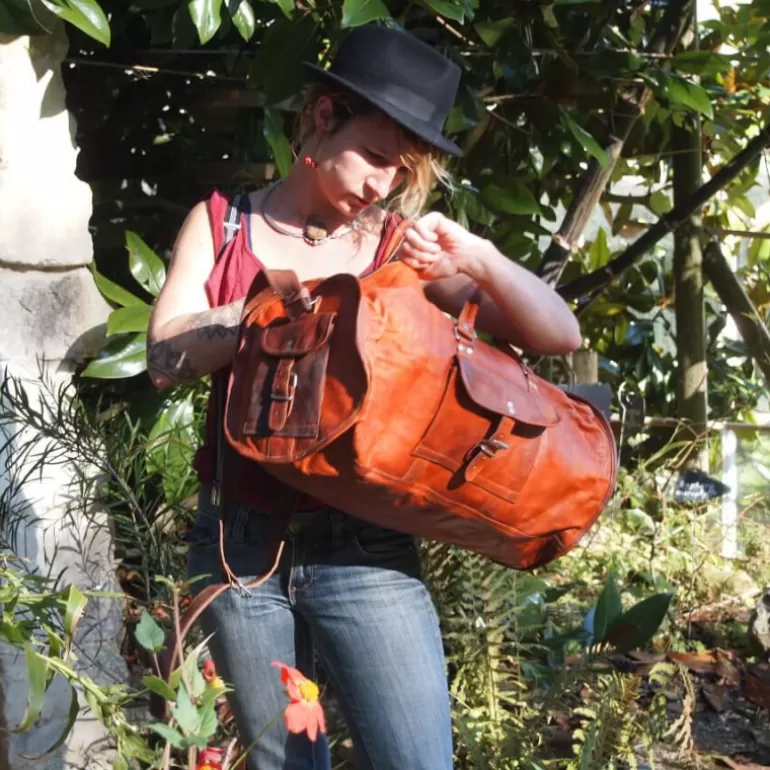 Sacs À Bandoulière En Cuir | Sacs De Voyage En Cuir*Skin Project Sac de voyage en cuir vintage à bandoulière – Bowling – XXL