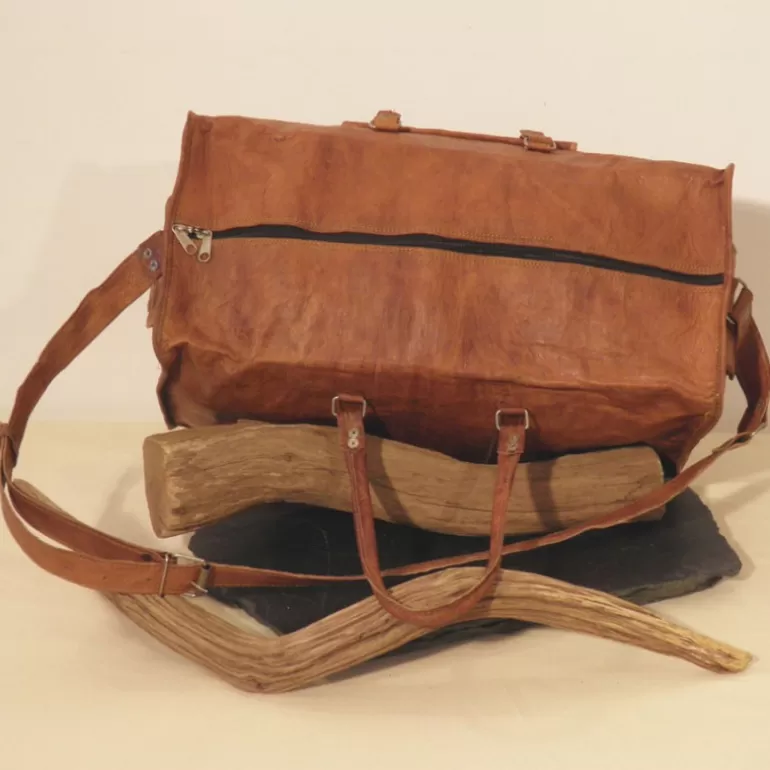 Sacs De Voyage En Cuir | Sacs À Bandoulière En Cuir*Skin Project Sac de voyage en cuir vintage à bandoulière – Carré – XXL