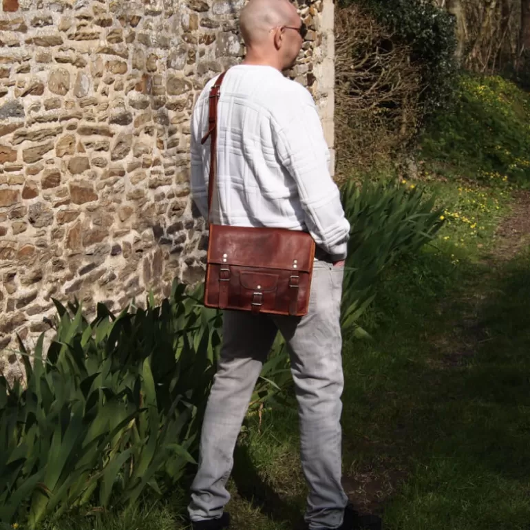 Cartables En Cuir | Sacs À Bandoulière En Cuir*Skin Project Sacoche / Cartable en cuir vintage – 2 boucles – L