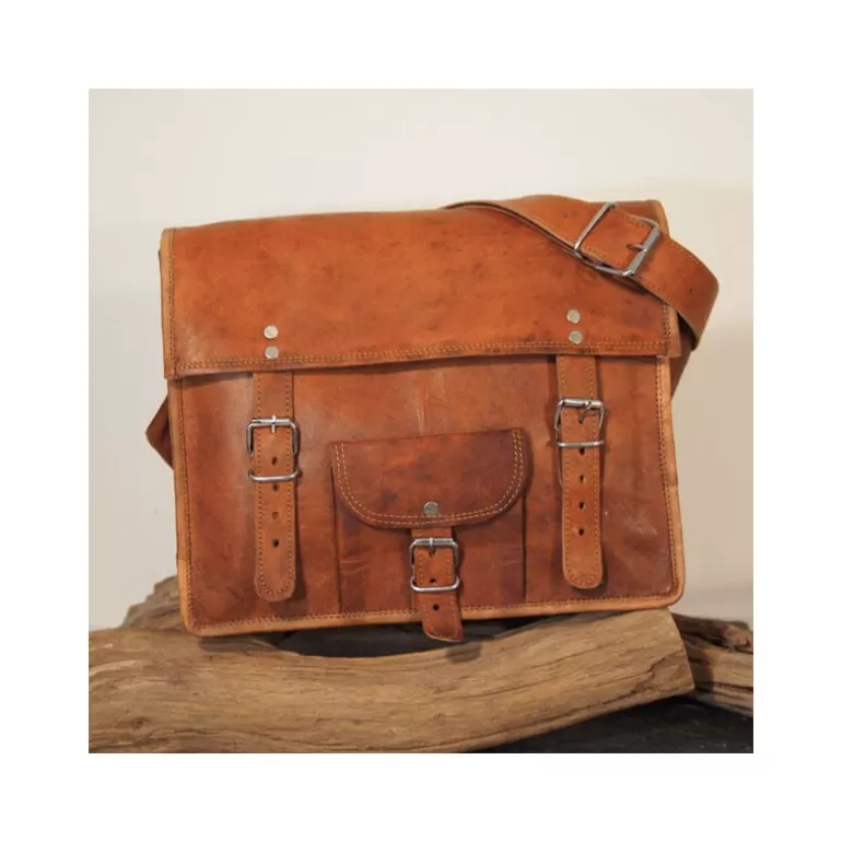 Cartables En Cuir | Sacs À Bandoulière En Cuir*Skin Project Sacoche / Cartable en cuir vintage – 2 boucles – L