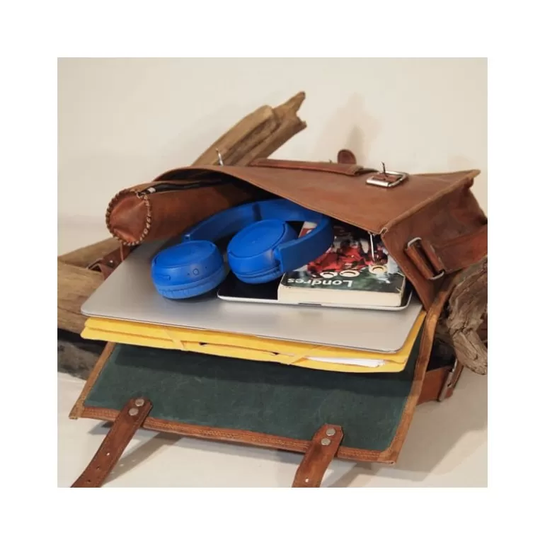 Cartables En Cuir | Sacs À Bandoulière En Cuir*Skin Project Sacoche / Cartable en cuir vintage – 2 boucles – L