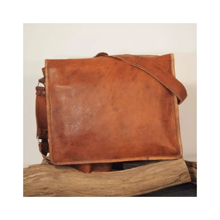 Cartables En Cuir | Sacs À Bandoulière En Cuir*Skin Project Sacoche / Cartable en cuir vintage – 2 boucles – L