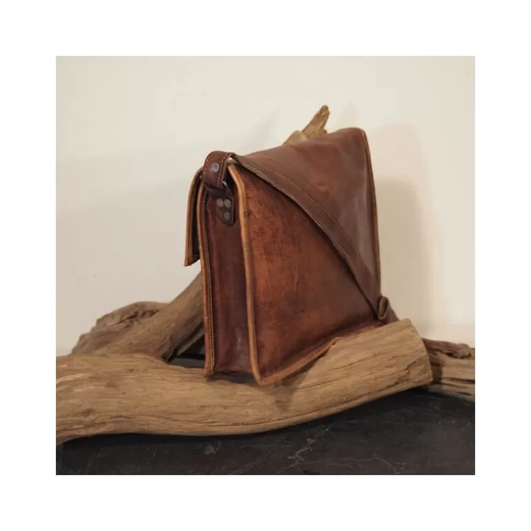 Sacoches En Cuir | Sacs À Bandoulière En Cuir*Skin Project Sacoche / petit cartable en cuir vintage – 2 boucles – M
