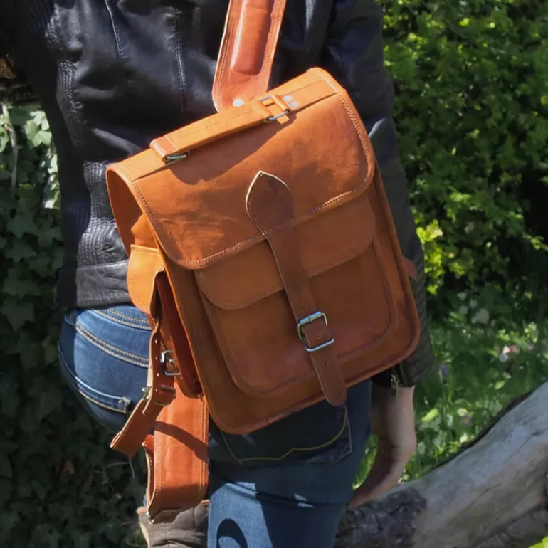 Sacs De Voyage En Cuir | Sacs À Dos En Cuir*Skin Project Sacoche - Sac à dos vintage en cuir naturel - M