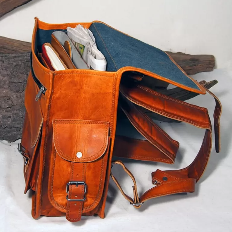 Sacs De Voyage En Cuir | Sacs À Dos En Cuir*Skin Project Sacoche - Sac à dos vintage en cuir naturel - M