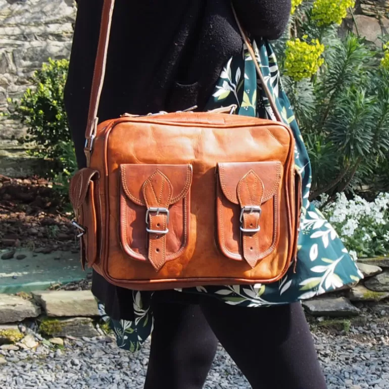 Sacs À Bandoulière En Cuir | Sacs De Voyage En Cuir*Skin Project Sacoche en cuir vintage à bandoulière - Multipoches - M