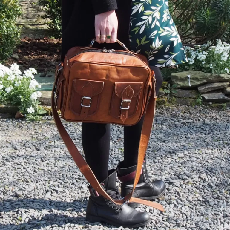 Sacs À Bandoulière En Cuir | Sacs De Voyage En Cuir*Skin Project Sacoche en cuir vintage à bandoulière - Multipoches - M