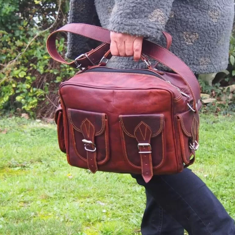 Sacs À Bandoulière En Cuir | Sacs De Voyage En Cuir*Skin Project Sacoche en cuir vintage à bandoulière - Multipoches - M
