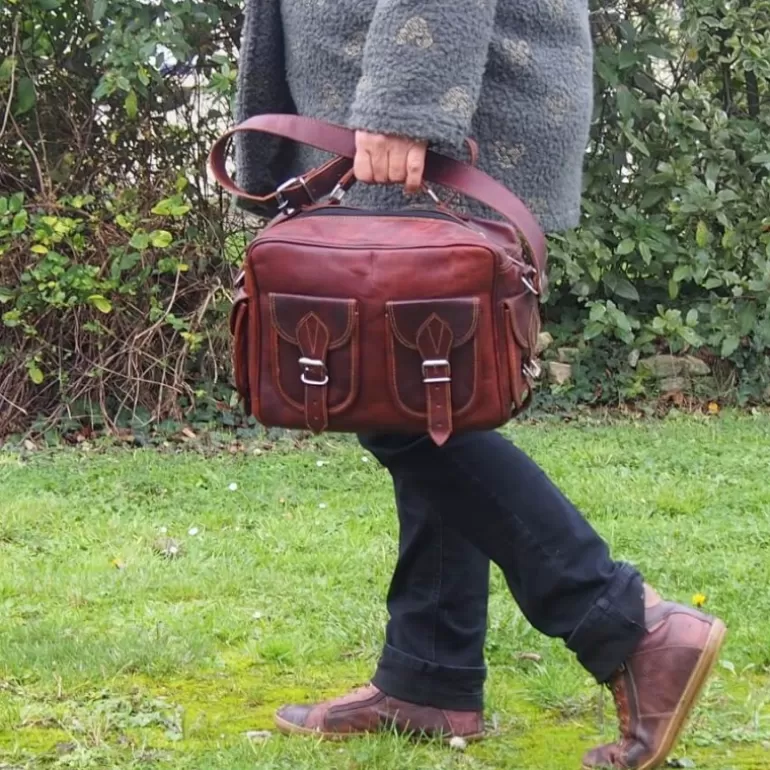 Sacs À Bandoulière En Cuir | Sacs De Voyage En Cuir*Skin Project Sacoche en cuir vintage à bandoulière - Multipoches - M