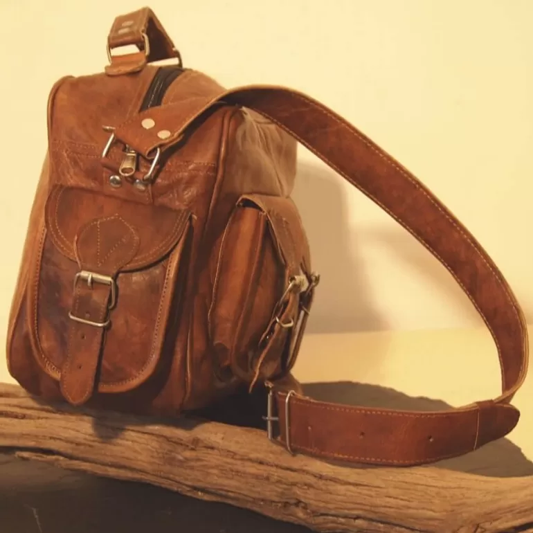 Sacs À Bandoulière En Cuir | Sacs De Voyage En Cuir*Skin Project Sacoche en cuir vintage à bandoulière - Multipoches - M