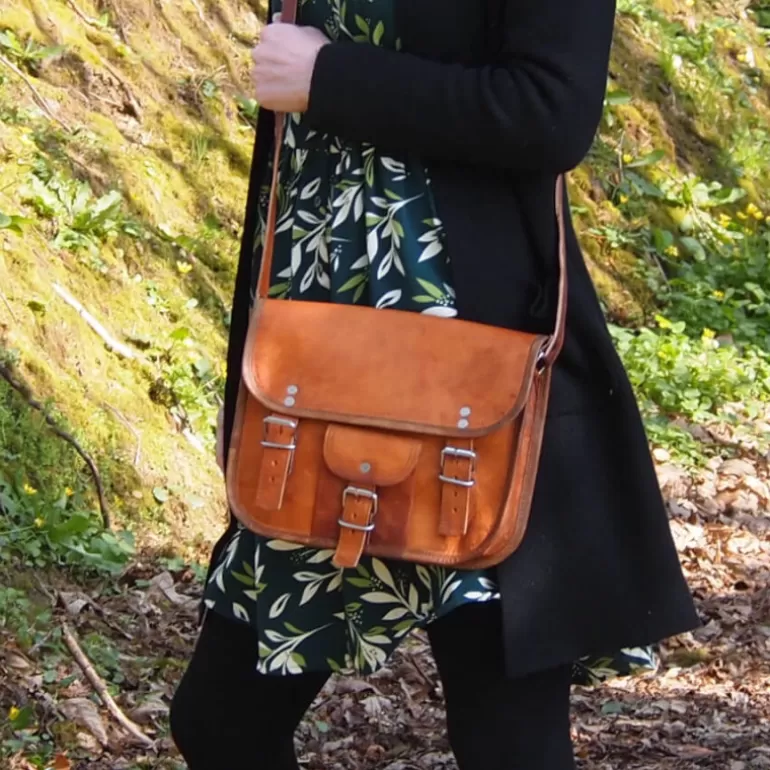 Sacs À Bandoulière En Cuir | Sacs À Main En Cuir*Skin Project Sacoche femme en cuir vintage – 2 boucles – M