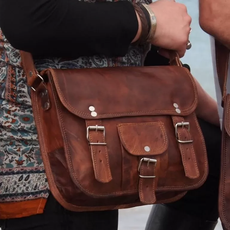 Sacs À Bandoulière En Cuir | Sacs À Main En Cuir*Skin Project Sacoche femme en cuir vintage – 2 boucles – M