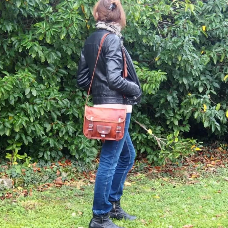 Sacs À Bandoulière En Cuir | Sacs À Main En Cuir*Skin Project Sacoche femme en cuir vintage – 2 boucles – M