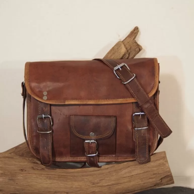 Sacs À Bandoulière En Cuir | Sacs À Main En Cuir*Skin Project Sacoche femme en cuir vintage – 2 boucles – M
