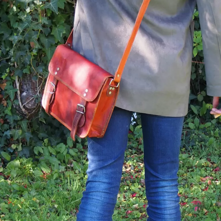 Sacs À Bandoulière En Cuir | Sacs À Main En Cuir*Skin Project Sacoche femme en cuir vintage – 2 boucles aimantées – M