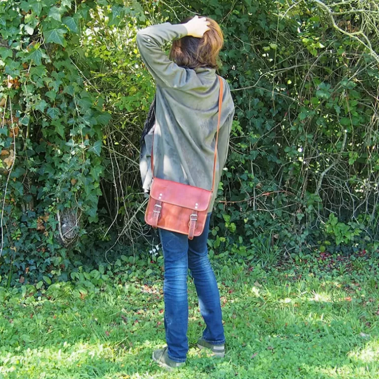 Sacs À Bandoulière En Cuir | Sacs À Main En Cuir*Skin Project Sacoche femme en cuir vintage – 2 boucles aimantées – M