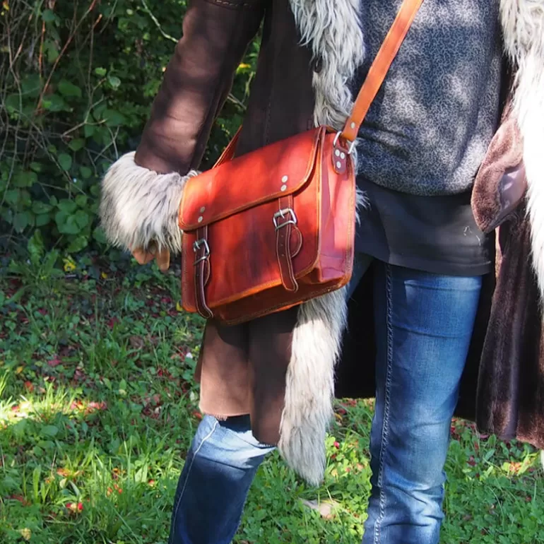 Sacs À Bandoulière En Cuir | Sacs À Main En Cuir*Skin Project Sacoche femme en cuir vintage – 2 boucles aimantées – M