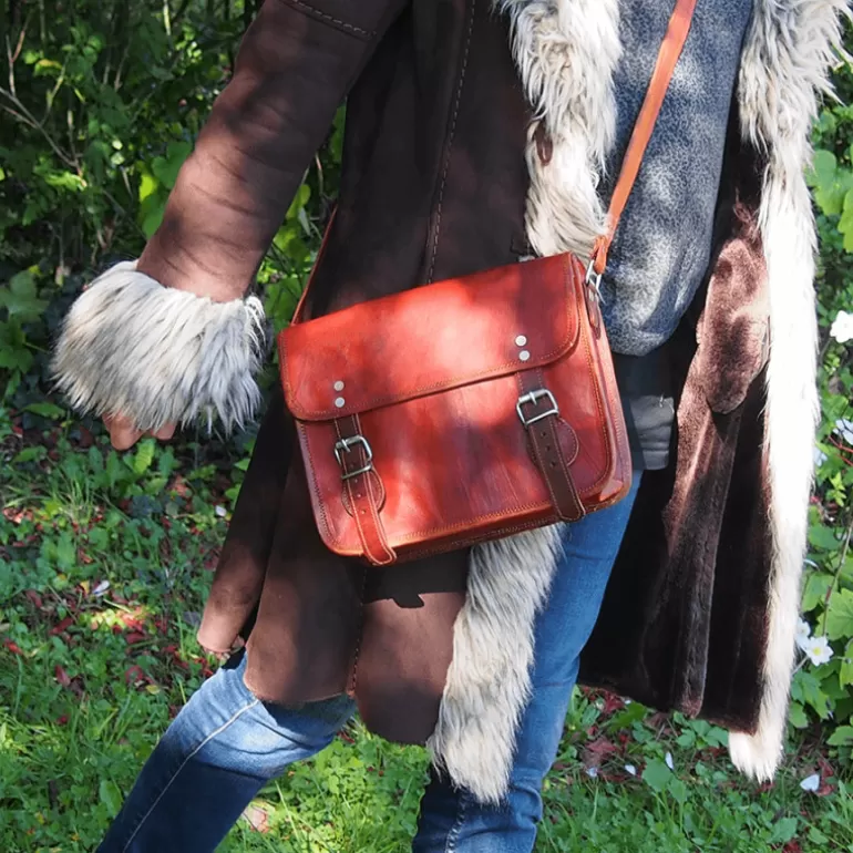 Sacs À Bandoulière En Cuir | Sacs À Main En Cuir*Skin Project Sacoche femme en cuir vintage – 2 boucles aimantées – M