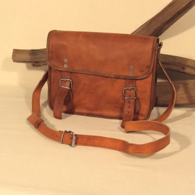 Sacs À Bandoulière En Cuir | Sacs À Main En Cuir*Skin Project Sacoche femme en cuir vintage – 2 boucles aimantées – M