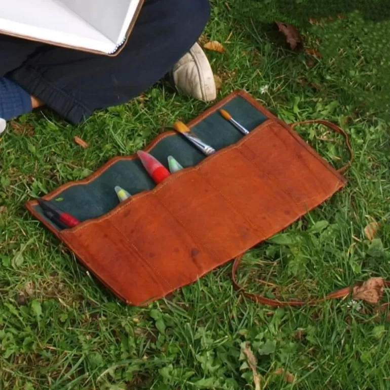 Maroquinerie*Skin Project Trousse à outils Vintage, Enroulable, en cuir naturel